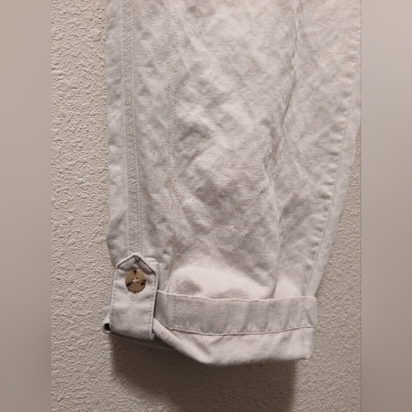 J. Jill Petite Off-White Linen Blend Pull-On Trouser Pants Comfort Essential - Picture 6 of 10